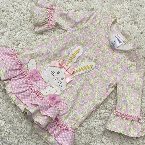 Bonnie Jean girls Sz 3T floral dress featuring a cute bunny ¥ - Picture 15 of 16